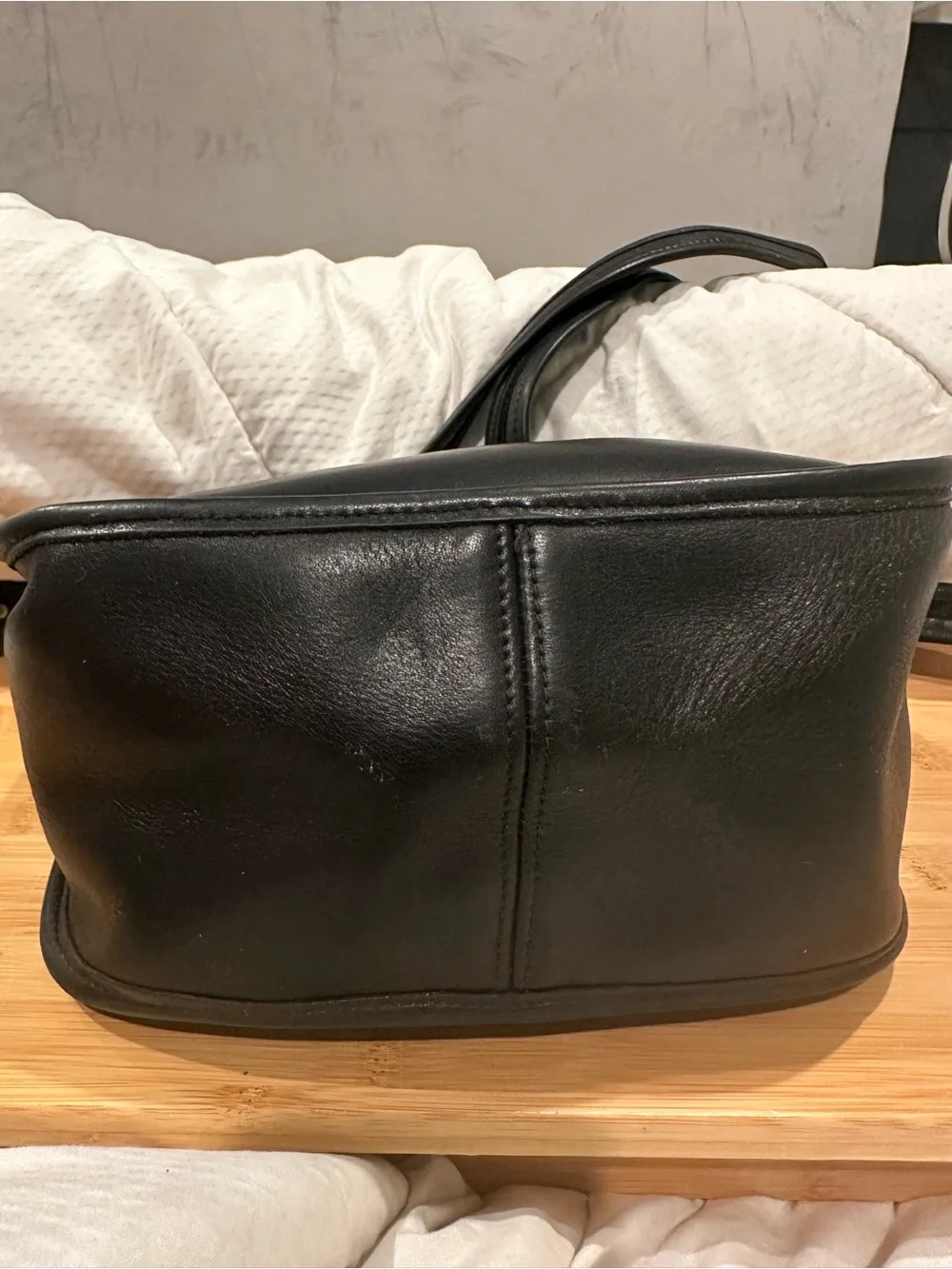 Coach Black Leather Shoulder Bag with Gold Hardware